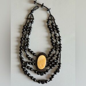 Victorian Inspired Black and Gold Beaded Necklace